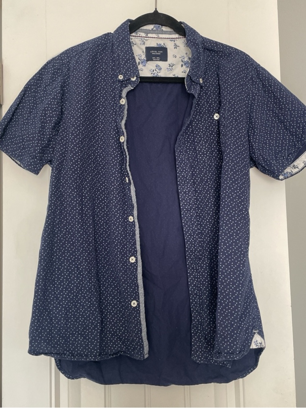Men’s Level Ten Size L Navy Microdot Button Up Shirt